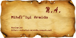 Mihályi Armida névjegykártya